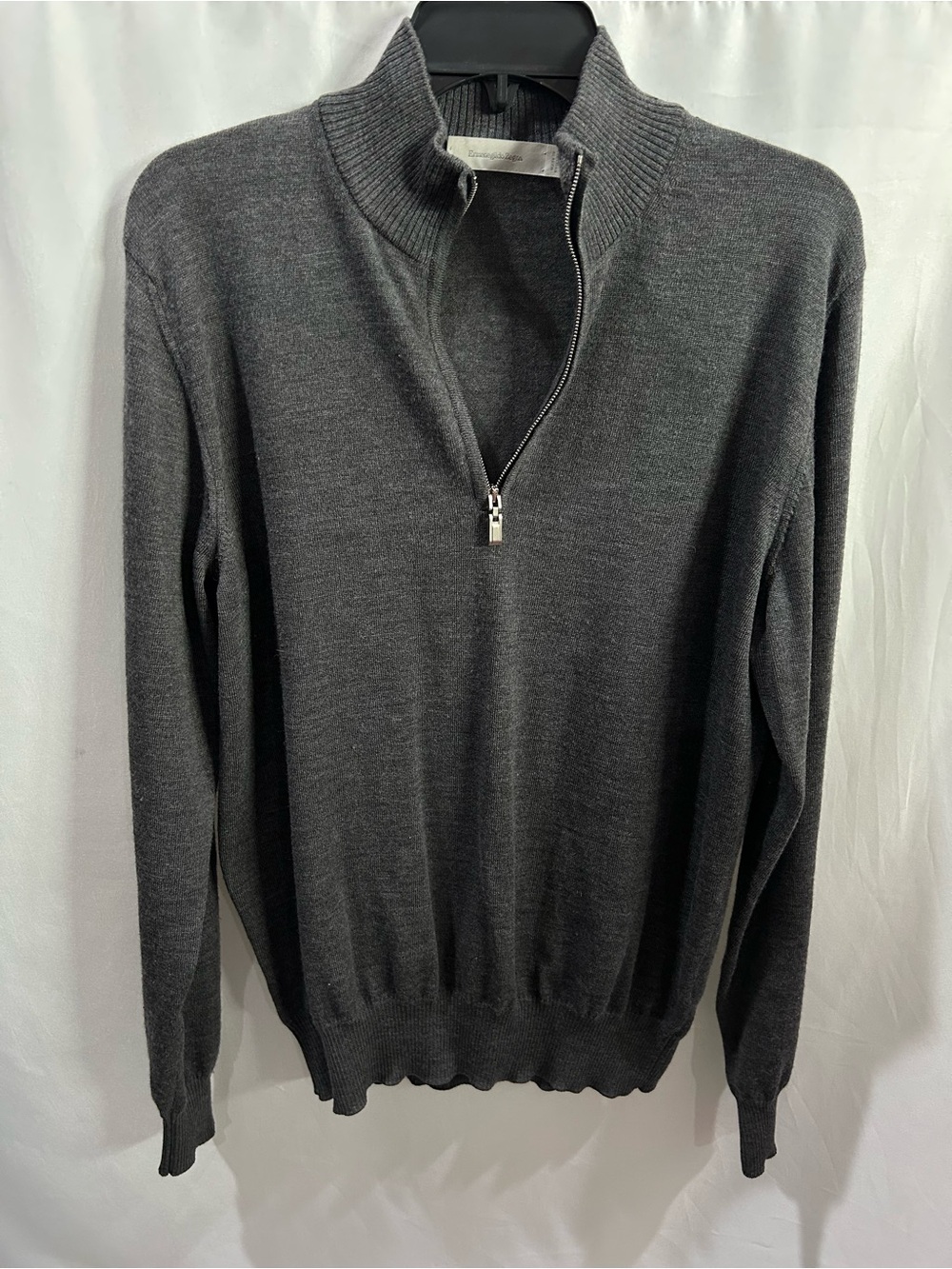 LN Ermenegildo Zegna Charcoal Gray Half-Zip Sweater